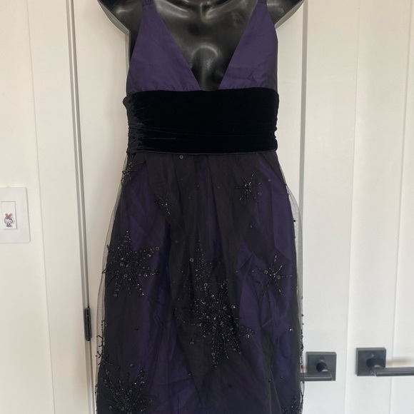 Emporio Armani Dress Wrap Tulle‎ Velvety Beaded Star Purple Size US 8 - Picture 4 of 10